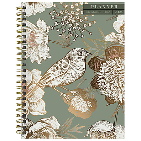 TF Publishing Medium Weekly/Monthly Planner, 6-1/2" x 8", Birds, January to December 2024