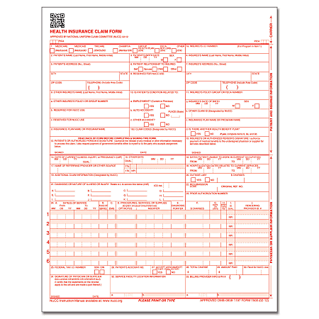 ComplyRight™ CMS-1500 Health Insurance Claim Form (02/12), Laser-Cut Sheet, 8 1/2" x 11", White, Case of 2,500