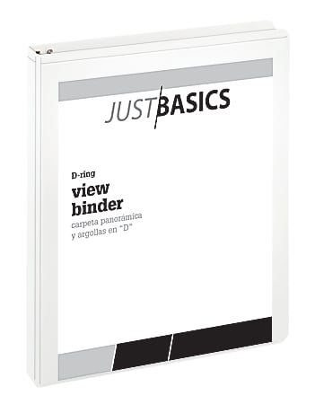 Just Basics® Basic View 3-Ring Binder, 1" D-Rings, 38% Recycled, White