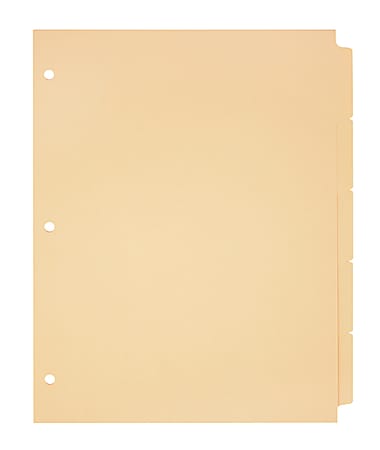Office Depot® Brand Plain Dividers With Write-On Tabs, Manila, 5-Tab, Pack Of 50 Sets