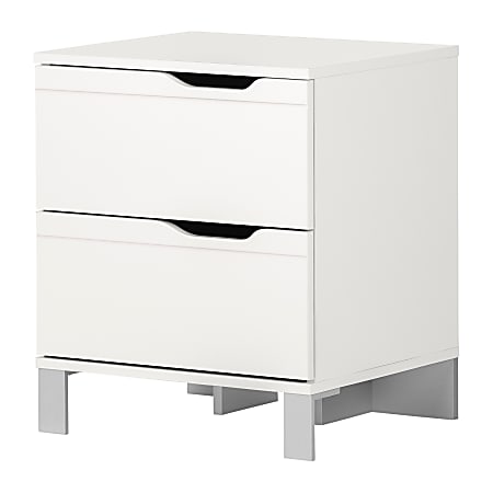 South Shore Kanagane 2-Drawer Nightstand, 23"H x 19-1/2"W x 17"D, Pure White