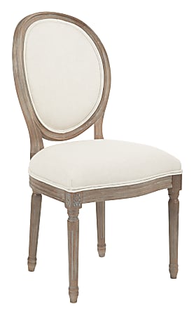 Ave Six Lillian Oval-Back Chair, Linen/Light Brown