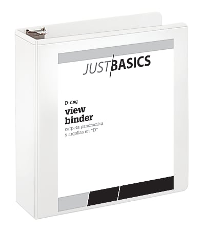 Just Basics® View 3-Ring Binder, 3" D-Rings, 41% Recycled, White