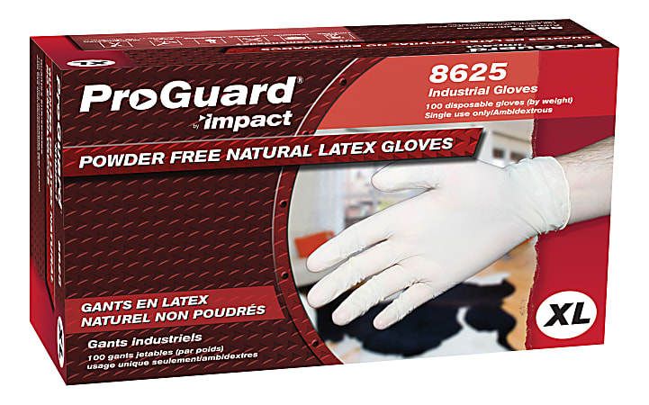 ProGuard Disposable Latex Powder-Free General Purpose Gloves, X-Large, Box Of 100