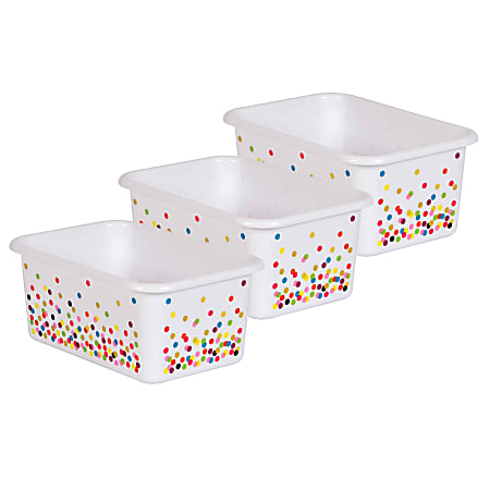 Teacher Created Resources Large Plastic Storage Bins 11 12 x 5 x 16 14 Teal  Confetti Pack Of 3 Bins - Office Depot