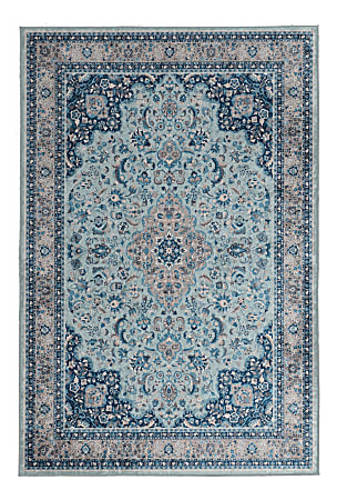 Linon Innova Area Rug, 3-1/2' x 5', Bain Blue/Taupe