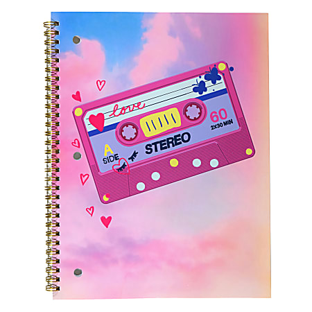 Top Flight Fashion 1-Subject Notebook, 8" x 10", 70 Sheets, Cassette Tape