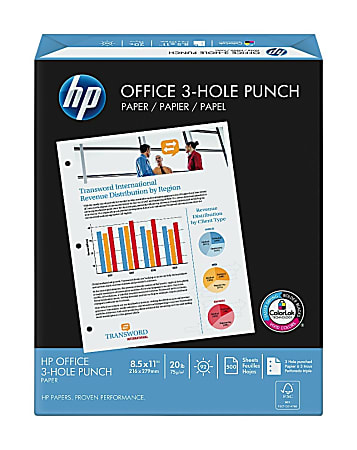 HP 3-Hole Punched Office Paper, Letter Size Paper, 92 Brightness, 20 Lb, White, 500 Sheets