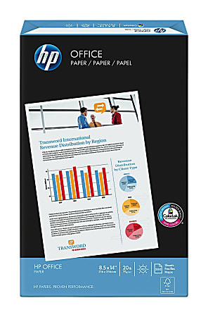 HP Office Multi-Use Printer & Copy Paper, White, Legal (8.5" x 14"), 500 Sheets Per Ream, 20 Lb, 92 Brightness