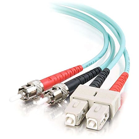 C2G-15m SC-ST 10Gb 50/125 OM3 Duplex Multimode PVC Fiber Optic Cable (USA-Made) - Aqua - Fiber Optic for Network Device - SC Male - ST Male - 10Gb - 50/125 - Duplex Multimode - OM3 - 10GBase-SR, 10GBase-LRM - USA-Made - 15m - Aqua"
