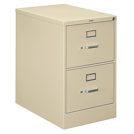 HON® H320 26-1/2"D Vertical 2-Drawer Legal-Size File Cabinet, Metal, Putty