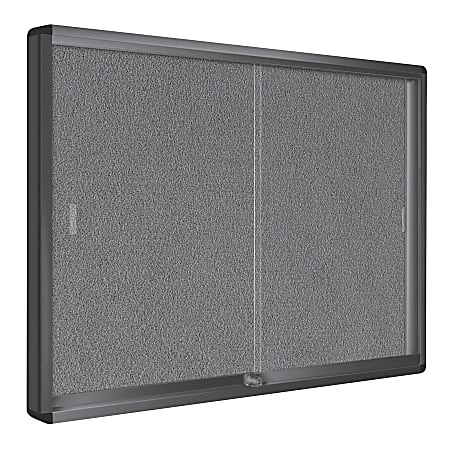 MasterVision Enclosed Fabric Bulletin Board Cabinet With Aluminum Frame ...