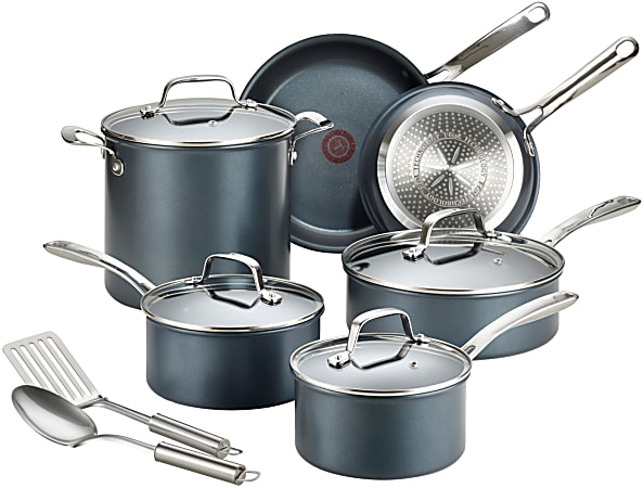 T Fal Unlimited 12 Piece Aluminum Non Stick Cookware Set Gray - Office Depot