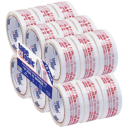 Tape Logic® If Seal Is Broken Preprinted Carton Sealing Tape, 3" Core, 2" x 55 Yd., Red/White, Case Of 18
