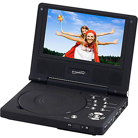 Supersonic SC-178DVD Portable DVD Player - 7" Display - Silver - DVD-R, CD-RW - JPEG - DVD Video, Video CD, SVCD - 16:9 - MP3 - USB