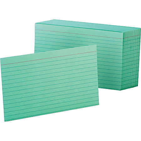 Oxford® Color Index Cards, Ruled, 4" x 6", Green, Pack Of 100