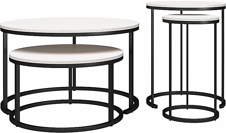 Ameriwood™ Home Clarine Nesting Coffee And End Table Bundle, Black/Ivory, Set Of 4 Tables