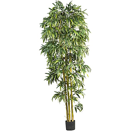 Nearly Natural Bamboo 96”H Plastic Biggy Style Tree With Nursery Pot, 96”H x 40”W x 40”D, Green