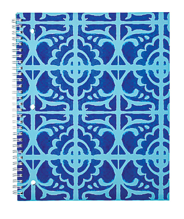 Divoga® Spiral Notebook, Mediterranean Mosaic Collection, 8 1/2" x 10 1/2", 1 Subject, College Ruled, 160 Pages (80 Sheets), Tile