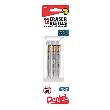 Pentel Eraser Refills For Mechanical Pencils White Pack Of 12 - Office Depot