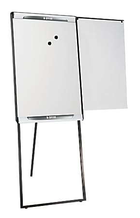 Bi Office® Design Series Magnetic Dry-Erase Whiteboard Easel With Footbar, 41 1/10" x 29 1/2", Metal Frame With Black/Gray Finish