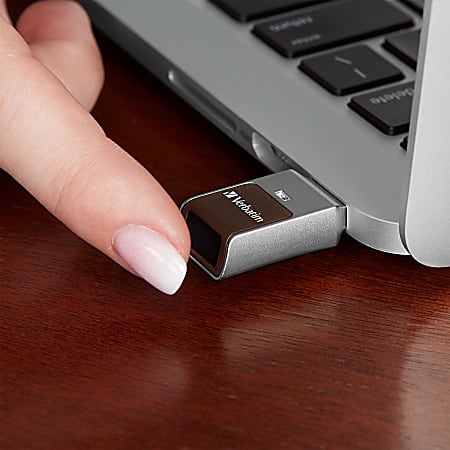 Verbatim Fingerprint Secure USB 3.0 Flash Drive - 64 GB - USB 3.0 - Silver - 256-bit AES - Lifetime Warranty - 1 Each Verbatim Fingerprint Secure USB 3.0 Flash Drive - 64 GB - USB 3.0 - Silver - 256-bit AES - Lifetime Warranty - 1 Each