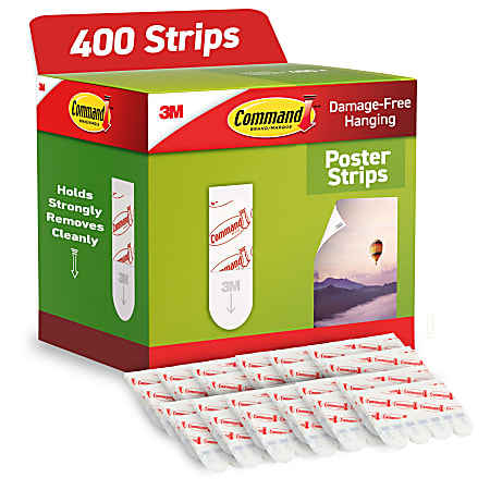 Command® Poster Strips, 400 White Adhesive Strips, Damage Free Hanging Picture Hangers, No Tools Wall Hanging for Back to School Dorm Organization For Living Spaces