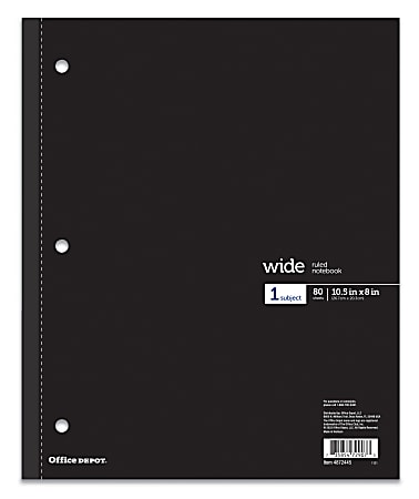 Office Depot® Brand Wireless Notebook, 8" x 10-1/2", Wide Ruled, 80 Sheets, Black