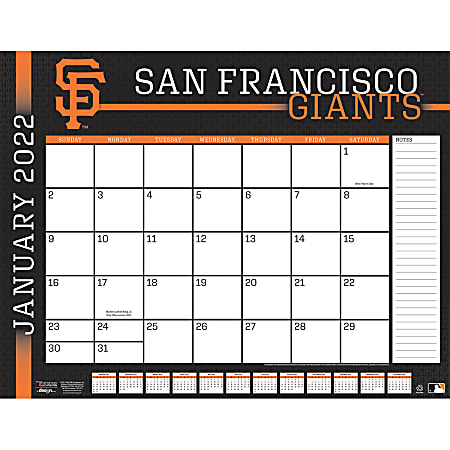 Lang Turner Licensing Monthly Desk Calendar, 22” x 17”, San Francisco Giants, January To December 2022