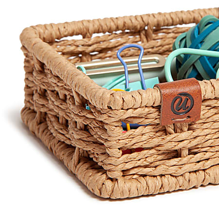 U Brands Woven Catch-All Tray - 1 Compartment(s) - Sturdy - Brown - 1 Each