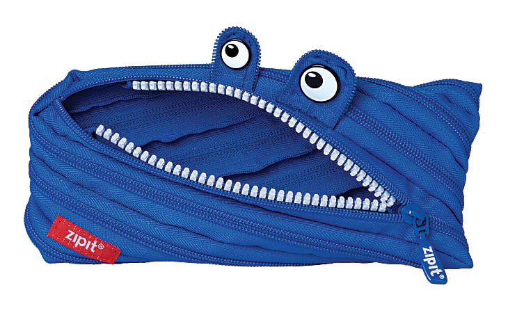 ZIPIT® Pencil Case, Monster, 3 1/2"H x 8 3/5"W x 3/4"D, Royal Blue