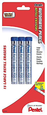 Pentel® Quicker Clicker™ Eraser Refills, Pack Of 15