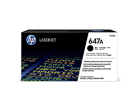 HP 647A Black Toner Cartridge, CE260A