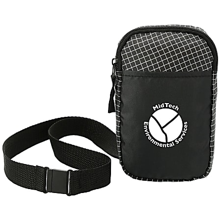 Custom Grid Lanyard Crossbody Phone Pouch, 12" x 14"