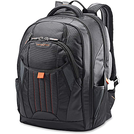 Samsonite Tectonic 2 Carrying Case (Backpack) for 17" Notebook - Black, Orange - Shock Resistant Interior, Slip Resistant Shoulder Strap - Poly Ballistic, Tricot Interior - Shoulder Strap, Handle - 18" Height x 13.3" Width x 8.6" Depth - 1 Pack