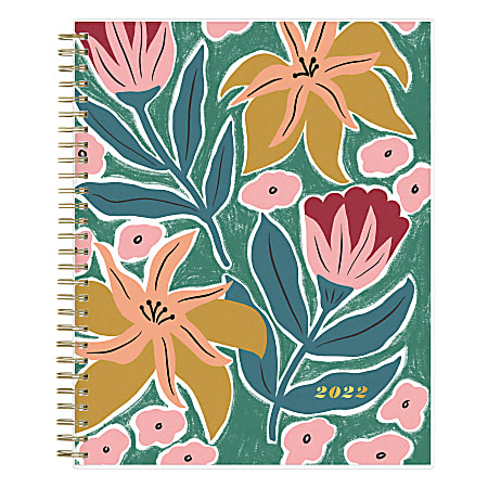 Blue Sky™ Brit + Co Frosted Weekly/Monthly Planner, 8” x 10", Full Blooms, January To December 2022, 136016