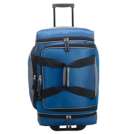 Heritage Wheeled Duffel Bag, 22"H x 13"W x 9"D, Blue/Gray