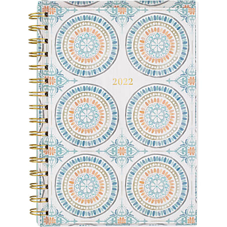 Cambridge® Santiago Weekly/Monthly Planner, 8-1/2" x 5-1/2", Orange/Blue/Yellow, January To December 2022, 1570-201