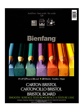 Bienfang Drawing Bristol Pads, 11" x 14", 20 Sheets Per Pad, Pack Of 2