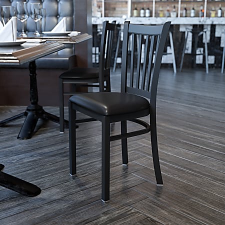 Flash Furniture Vertical Back Restaurant Accent Chair, Black Seat/Black Frame