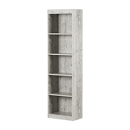South Shore Axess 69"H 5-Shelf Narrow Bookcase, Seaside Pine