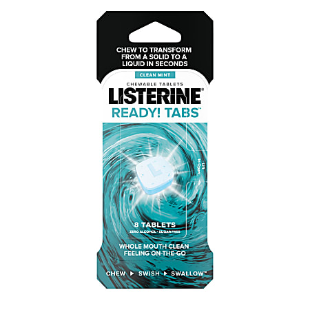 LISTERINE® READY! TABS™ Chewable Clean Mint Tablets, 0.05 Oz, Pack Of 8 Tablets