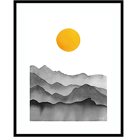 Amanti Art Black Yellow Mountain Range Silhouette by