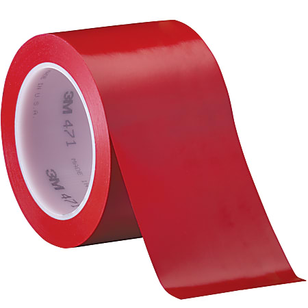 3M™ 471 Vinyl Tape, 3" Core, 3" x 36 Yd., Red, Case Of 3