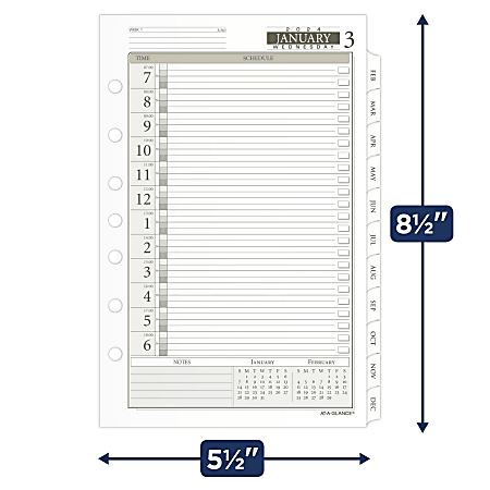 AT A GLANCE Daily Loose Leaf Planner Refill Pages 5 12 x 8 12 January ...
