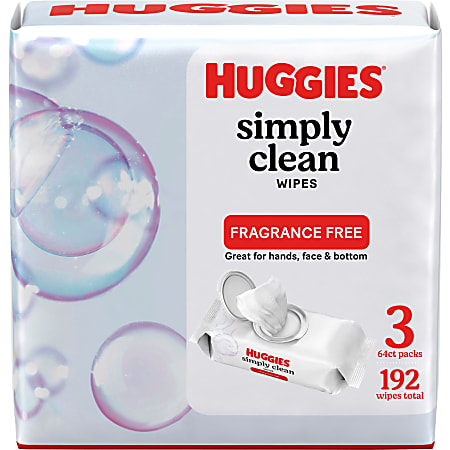 Huggies Simply Clean Wipes, White, 64 Sheets Per