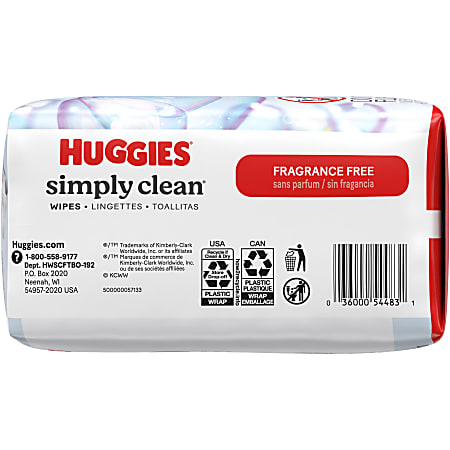 Huggies Simply Clean Baby Wipes Flip-Top Packs, Fragrance Free  Fragrance-Free