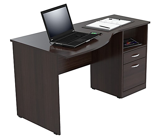 Inval Contemporary Curved Top 55"W Writing Desk, Espresso-Wengue