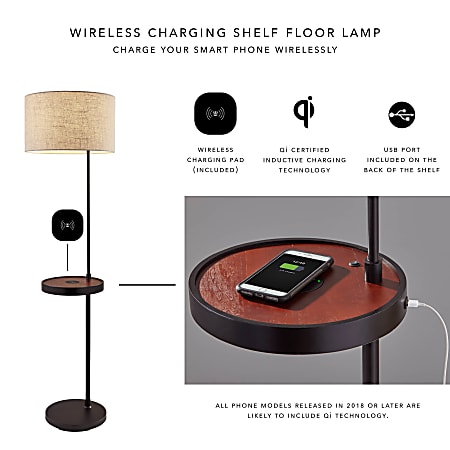 Adesso qi shelf charging hot sale floor lamp