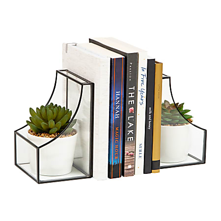 Mind Reader Decorative Bookends, 6-1/4"H x 3-3/4"W, Black, Set Of 2 Bookends